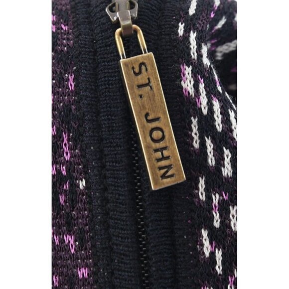 St. John Sport Wool Full Zip Reptile Cardigan Knit Sweater Purple Women Sz S - Picture 9 of 14